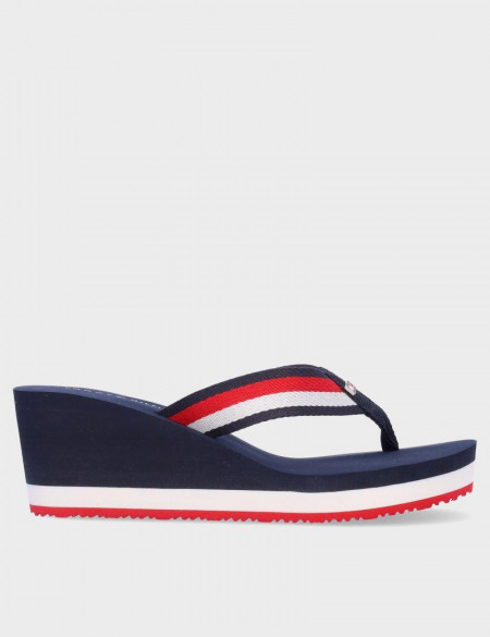 CHANCLA CUÑA TOMMY HILFIGER CORPORATE WEDGE RED WHITE BLUE